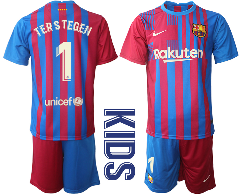 Youth 2021-2022 Club Barcelona home red #1 Nike Soccer Jerseys